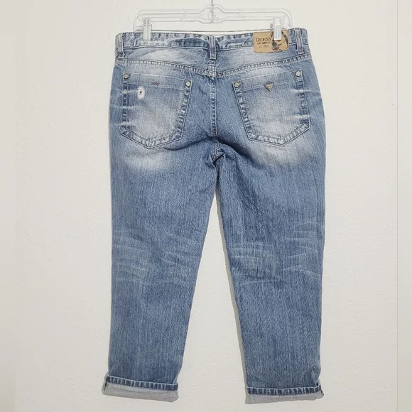 Y2K GUESS Jeans Boyfriend Distressed Button Fly 100% Cotton Denim Jeans Size 30 - Picture 4 of 15